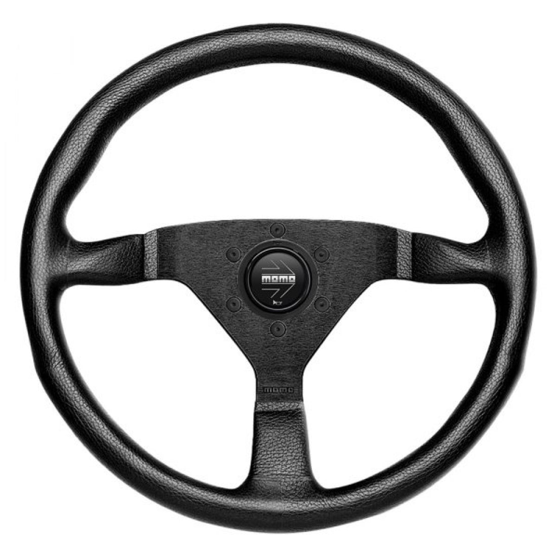 MOMO 3-Spoke Monte Carlo Series Black Leather Steering Wheel with Black Stitch