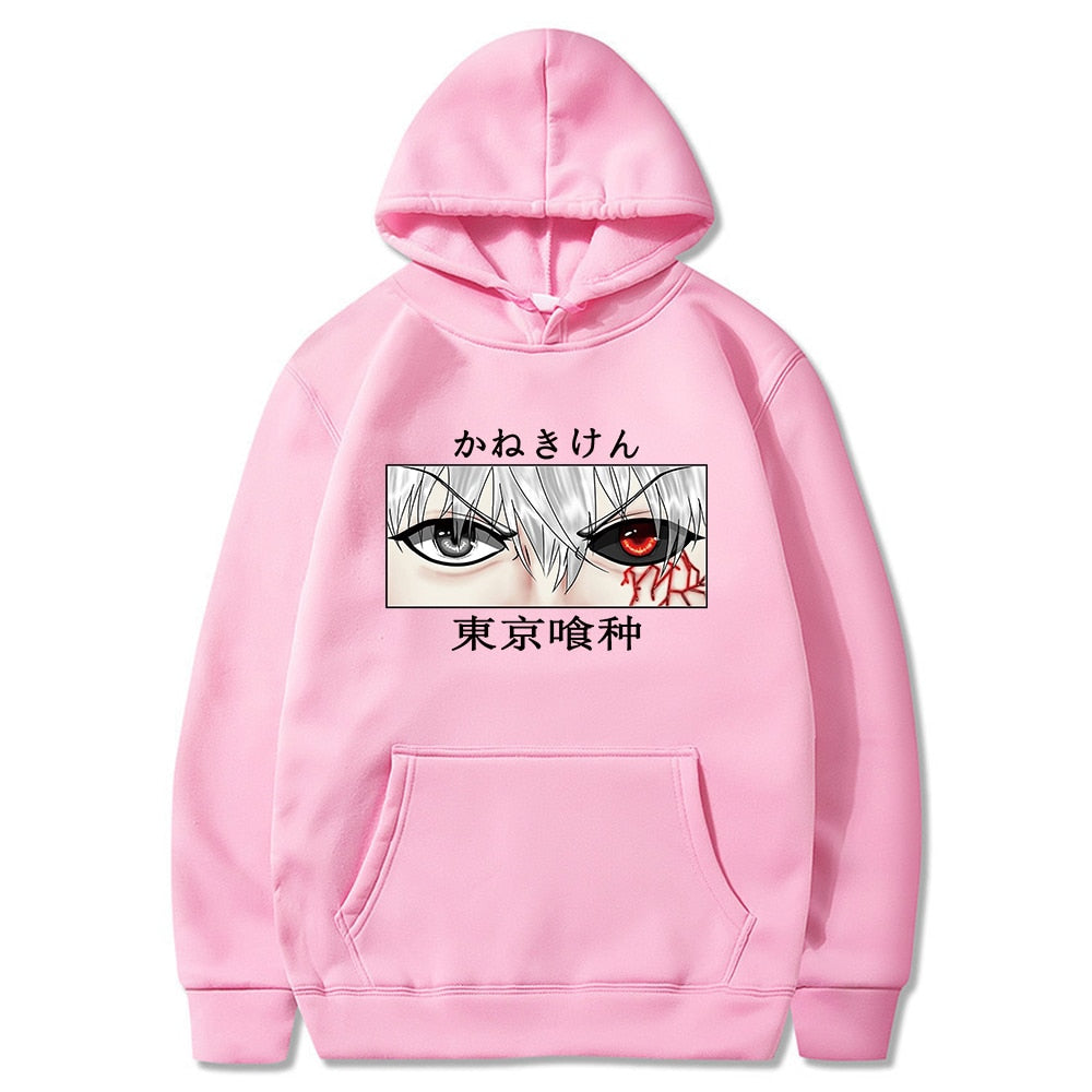 Tokyo Ghoul Kaneki Eyes Horror Printed Hoodies Cozy Tops Pullovers Hooded Sweatshirts